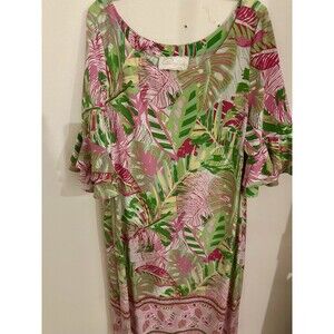 Pappagallo Women's Floral Dress, Preppy, Tropical, Cruise, Sz LG Travel Friendly